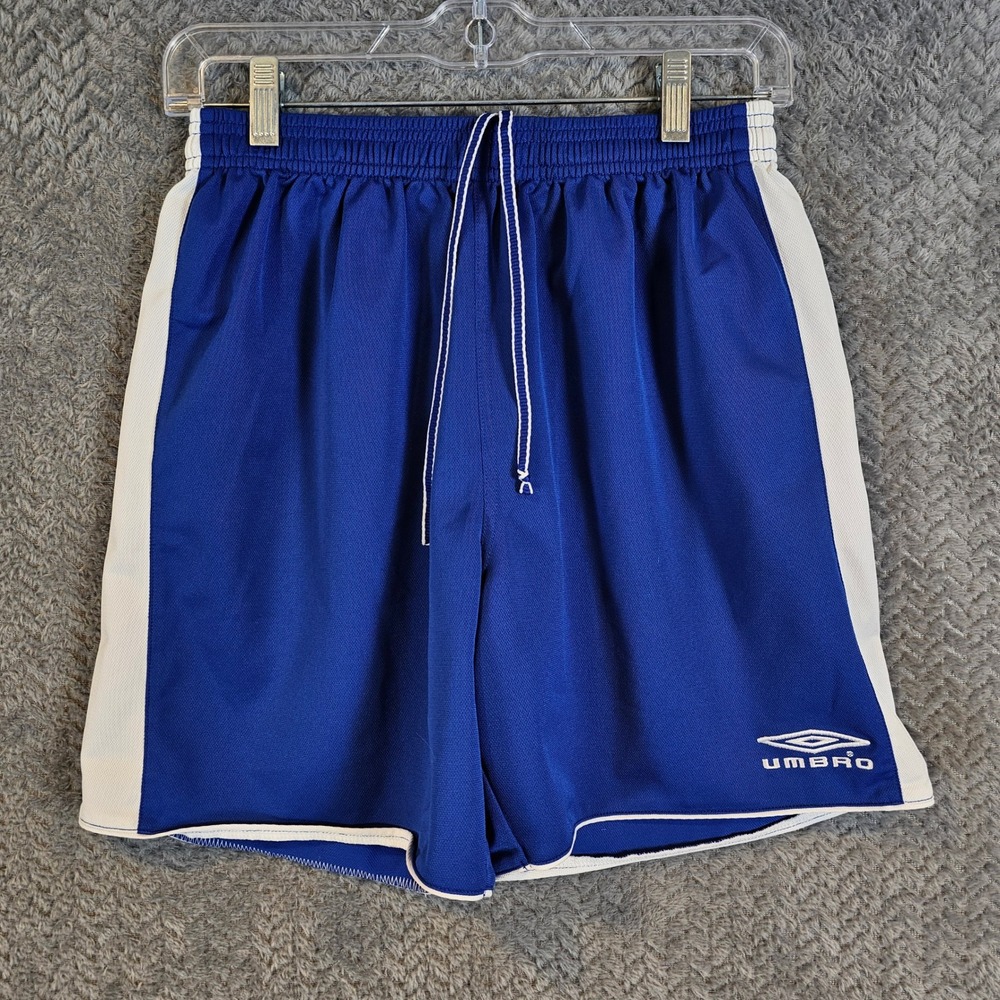 Vintage Umbro Mens Soccer Shorts Royal Blue White Athletic Training Size Medium